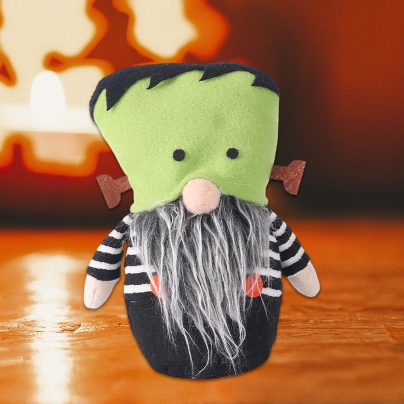 Pumpkin Hat No Face Gnome Spooky Season Dwarf Gnome with Pumpkin Hat Colorful Halloween Table Decoration