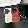 For Huawei Pura 80 70 Pro Plus Ultra Genuine Leather Case Camera Lens Protector Finger Grip Metal Bracket Electroplating Cover