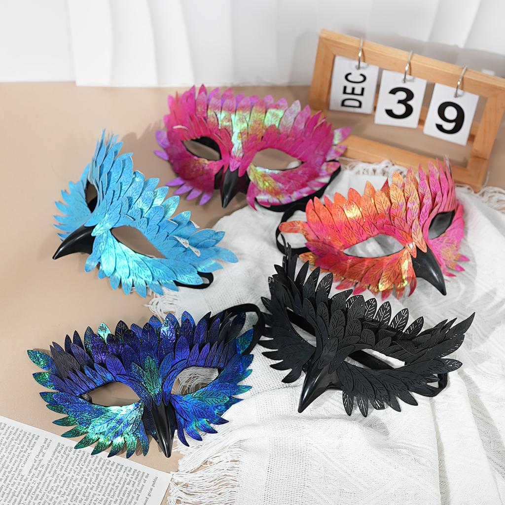 Glänzende Phönix-Vogel-Maskerade-Maske Kostüm Karnevalsparty Augenmaske Kunstleder Schnabel Gesichtsschutz Halloween Kostüm