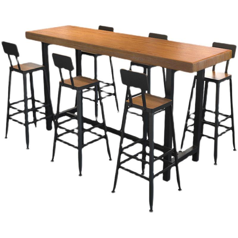 Solid Wood & Wrought Iron Bar Table Set for Milk Tea or Coffee Shop