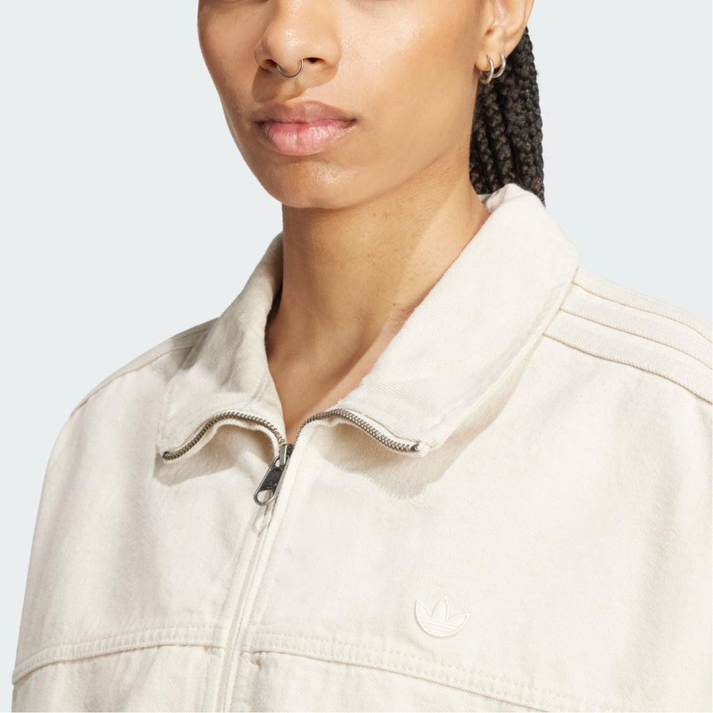 Adidas Originals Premium Essentials Track Top Vintage Short Denim Sports Loose Long Sleeve Jacket Women Jacket Light-Brown IW5748