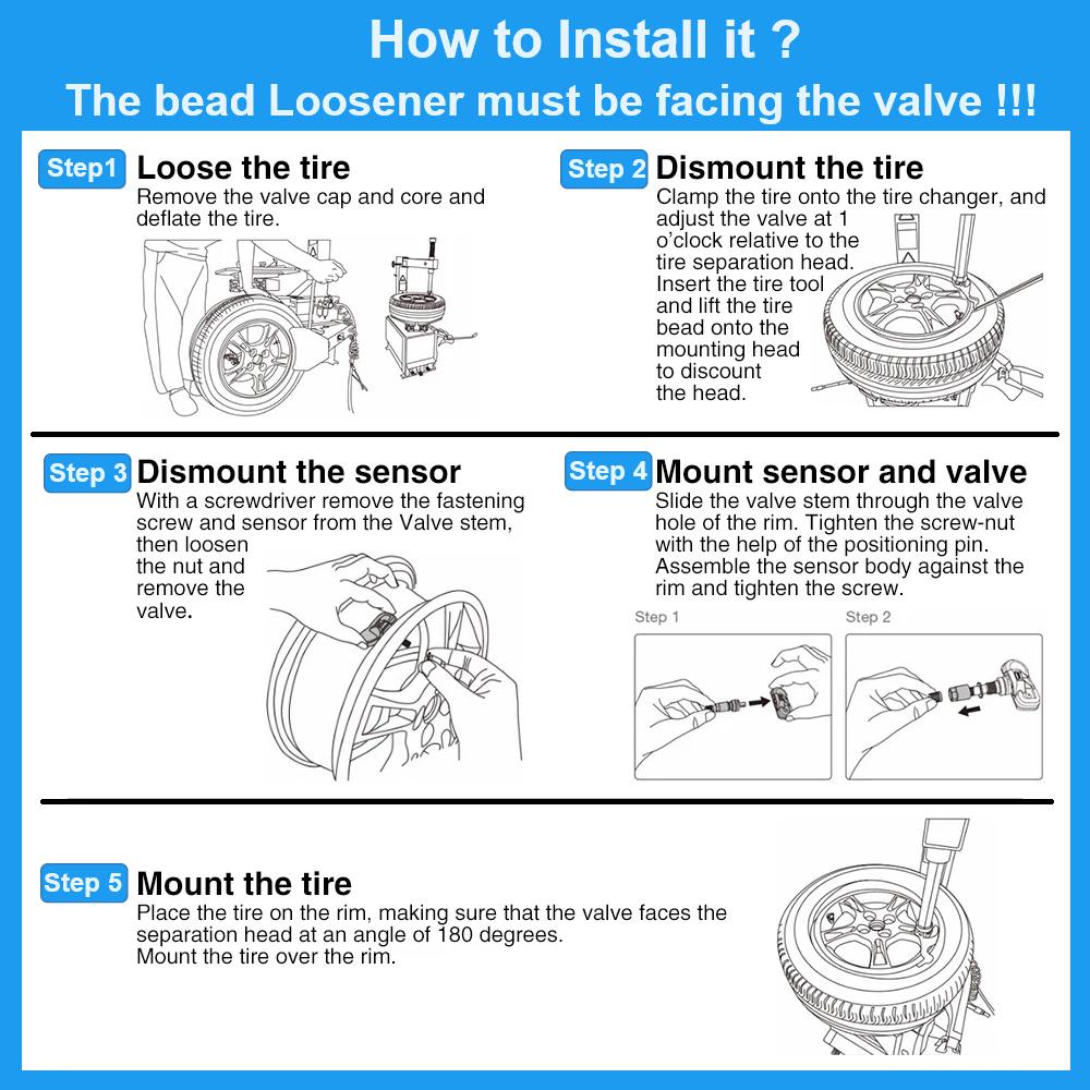 Sensor 2-i-1 315MHz 433MHz TPMS-sensor Dekkreparasjonverktøy TPMS-skanner Trykkmonitor Tester Fungerer på TP150 IP819TP