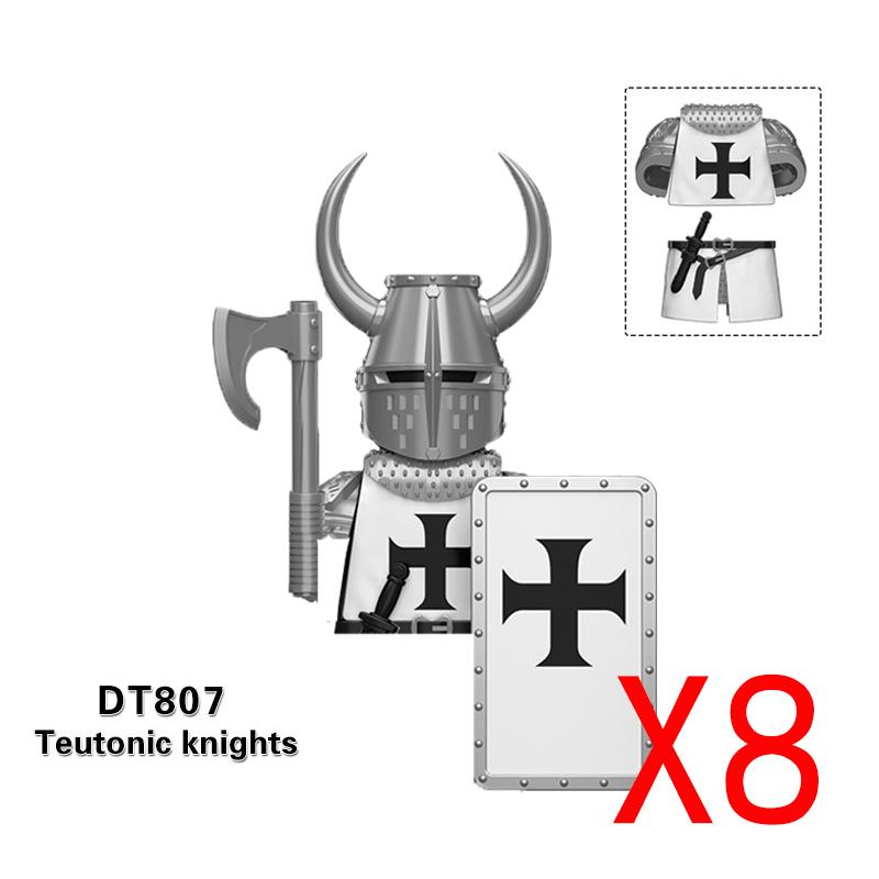 Medieval Military Building Blocks Solider Figures Gifts Weapons Shields Helmets Lionheart Teutonic Knights Militiaman Farmer MOC