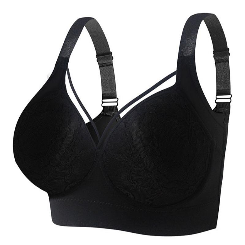 

Европейский и американский бесшовный кружевной бюстгальтер на косточках, пуш-ап, регулируемый, спортивный, с красивой спинкой, с глубоким V-вырезом 34/75B