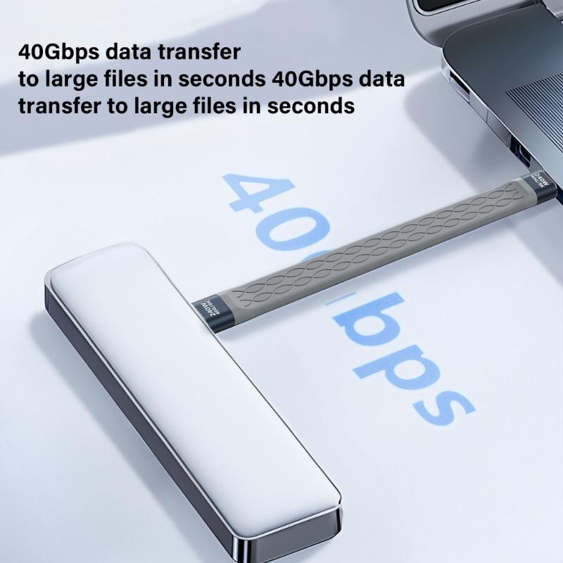 USB4 USB C Cable Short 5Inch Flat 40Gbps Data Transfer 240W Fast Charging Supports 8K Video for Phone Pad Devices