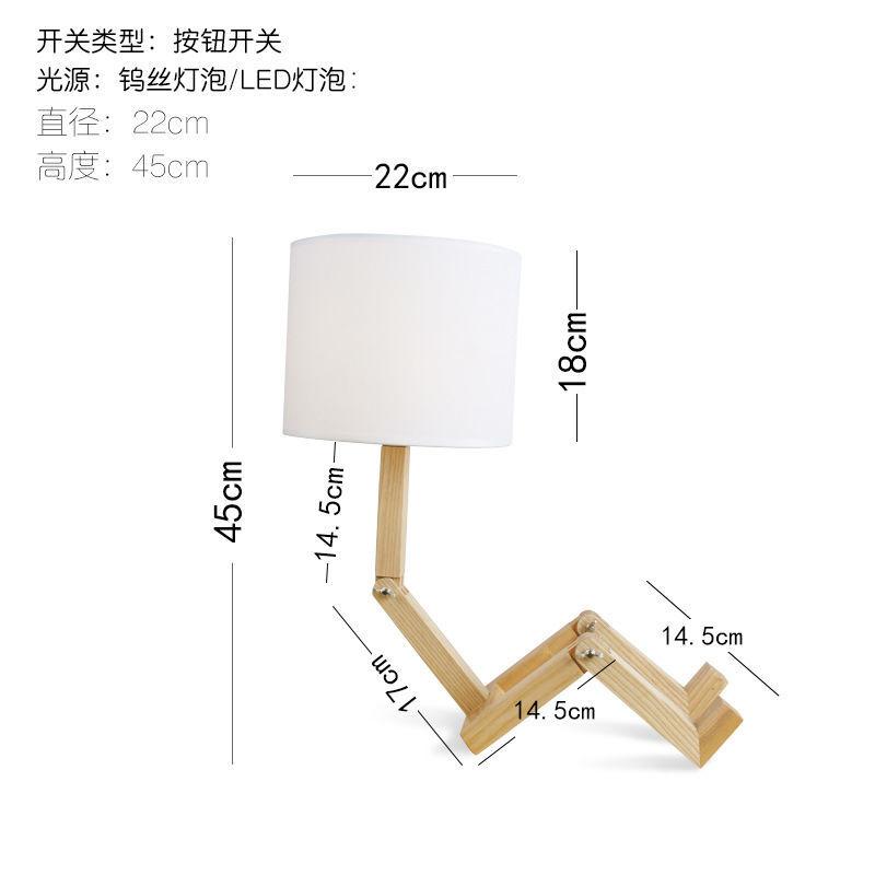 Holz Roboter Form Kreative Tisch Lampe Indoor Studie Mode Lesen Schreibtisch Lampe Nordic Moderne Desktop Dekorative Nacht Licht