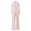 European & American Style Stand Collar Slim Zipper Cardigan + Brushed Low-Waist Drawstring Casual Pants Two-Piece Set
