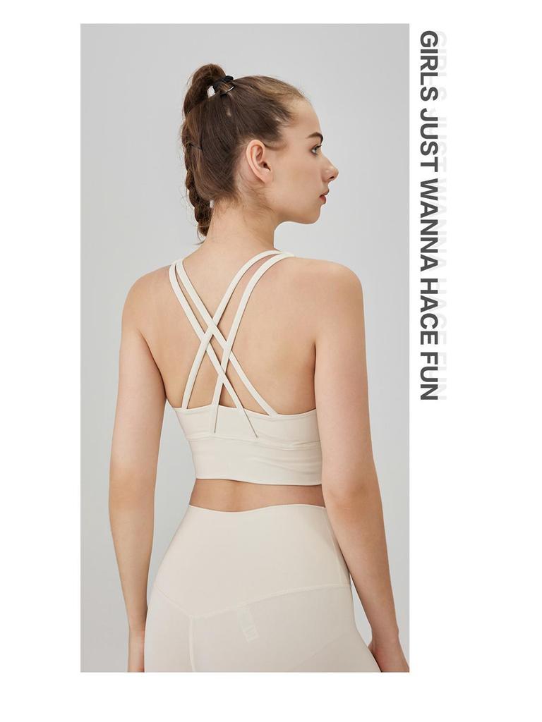 European & American Crisscross Back Sports Bra – Shockproof Running & Yoga Attire for Women