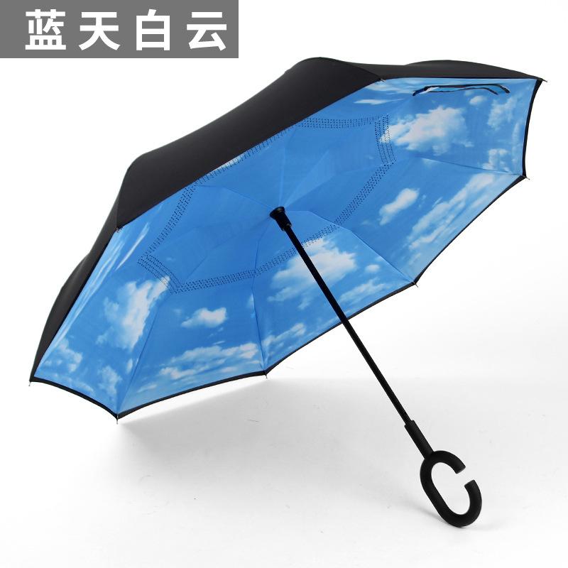 

Creative hands-free double-layer straight rod reverse umbrella inverted car long handle reverse umbrella umbrella