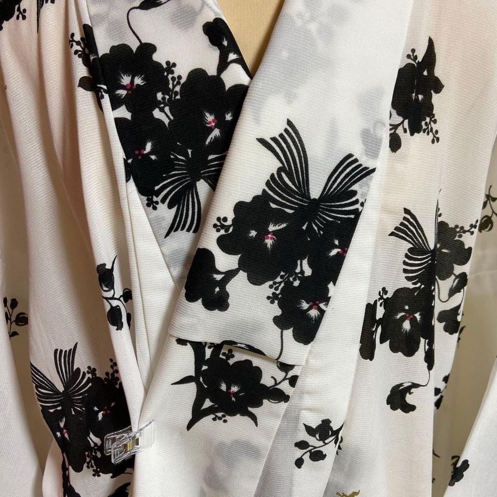 Used Seiko Matsuda, Polyester, Summer Kimono, Monotone Flowers