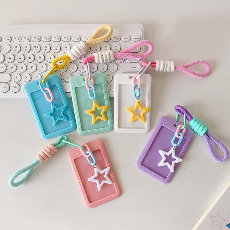 Photocard Holder Keychain Star Photocard Holder ID Cards Protective Sleeve School Stationery Supplies for Women Girls