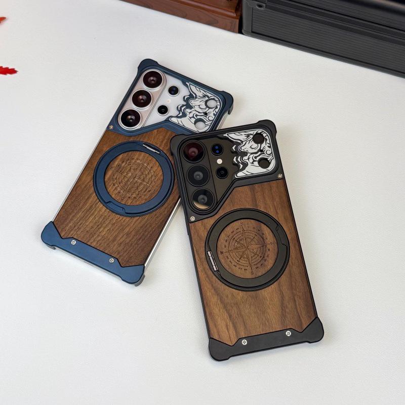 Compatible with Samsung S23 Ultra/S22 Ultra, 360° Rotating Stand Phone Case with Metal Protection.