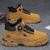 Rotating button cuff Martin boots autumn and winter new leather high-top flat-high casual sports men's boots