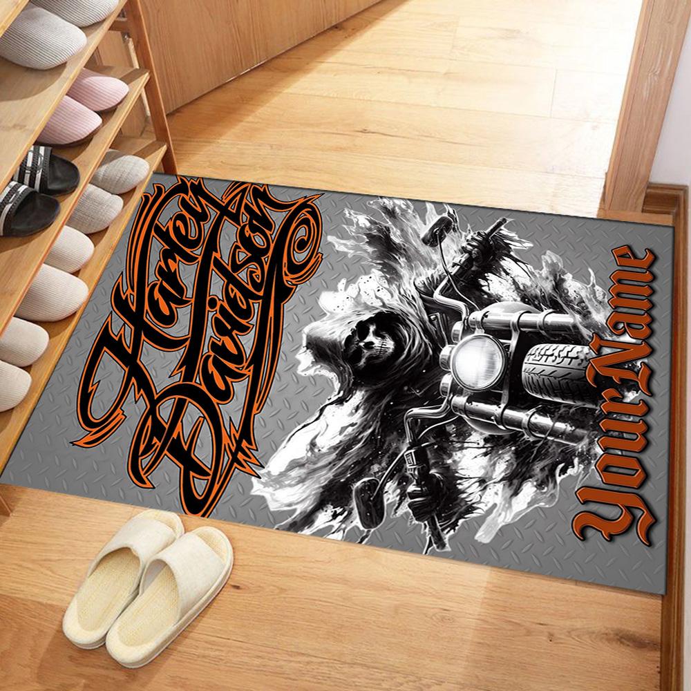 Harley-davidson Motorcycles Customizable Name Carpet Design for Living Rooms Playrooms Bedrooms Outdoor Antislip Carpet Anime Office Decor