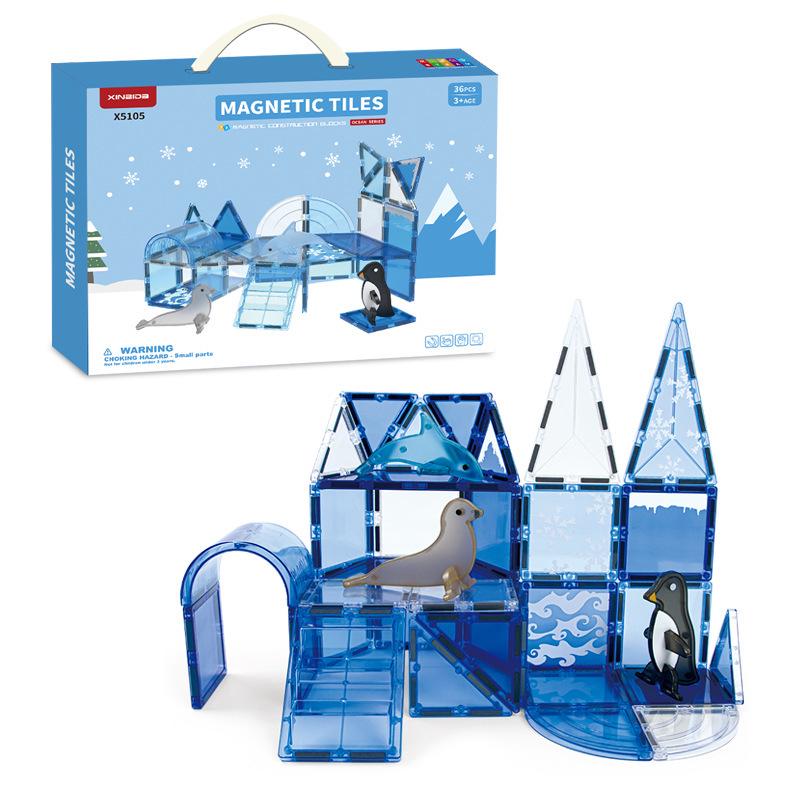 Undersea Animal Stained Glass Magnetic Tiles - Marine Building Blocks for Kids