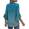 Summer Tops For Women Cute V Neck 3/4 Sleeve Blouses Floral Print Top Casual Shirts