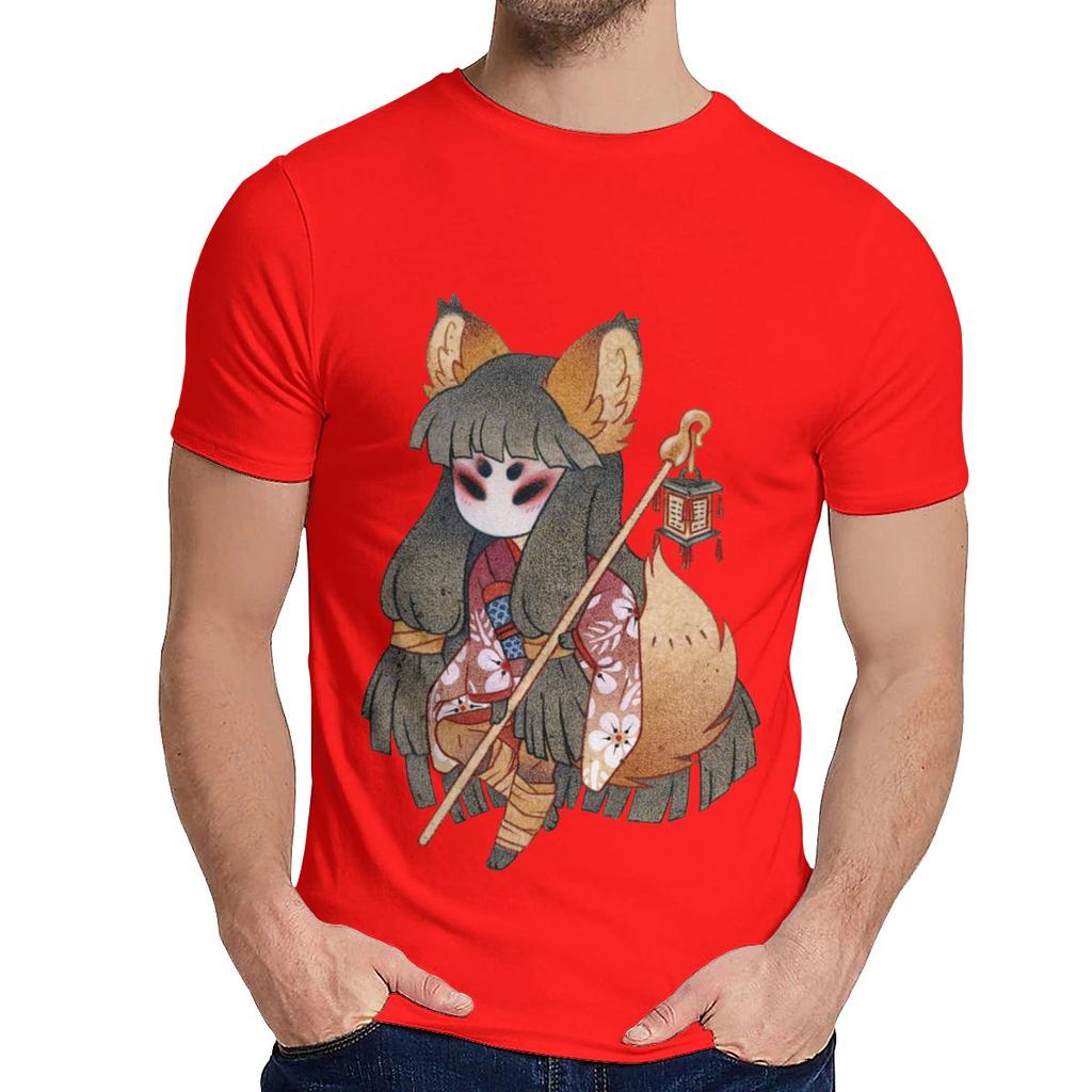 Summer Man T Shirt Mysterious Girl Kitsune Good Cotton Round Collar Cartoon Design T