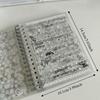 32 Sheets Sticker Book White Ink Print Transparent Pages Scrapbook Stickers PET Pastel Finish Journal Stickers