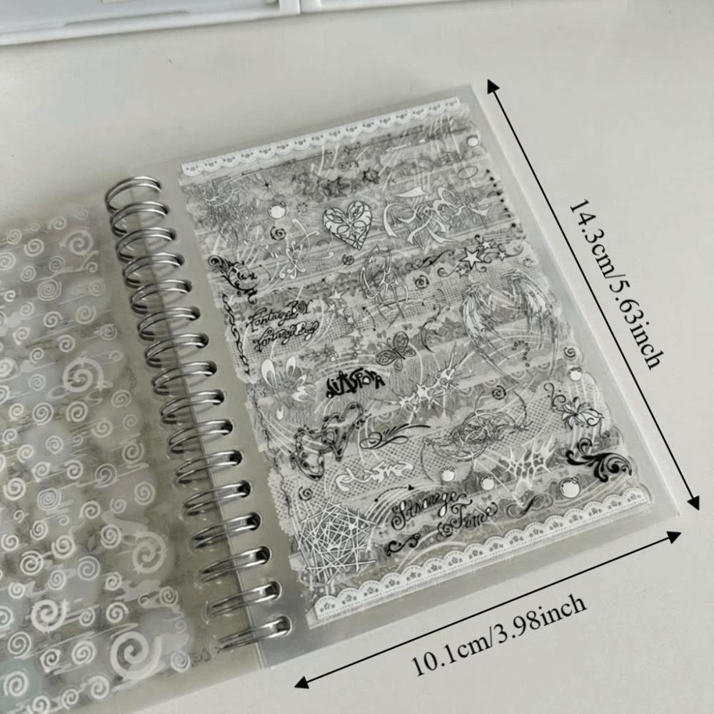 32 Sheets Sticker Book White Ink Print Transparent Pages Scrapbook Stickers PET Pastel Finish Journal Stickers