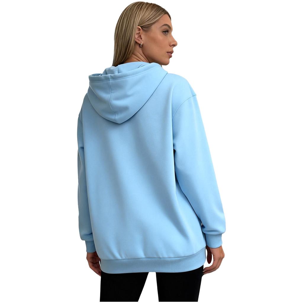 Women Fleece-Lined Adaptive Hoodie Full Arm Chest Access Long Sleeve Pullover Sweatshirt with Pocket for Dialysis Recovery