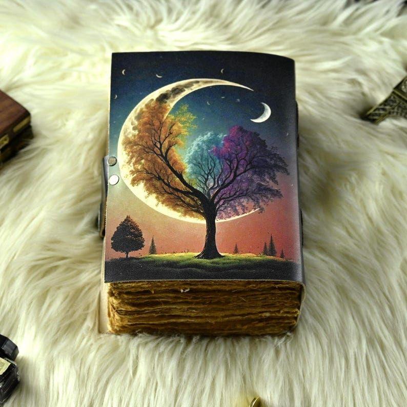 400 pages Tree of Life Vintage Grimoire Leather Journal for Women and Men Handmade Deckle Edge Paper Leather Notebook Diary With Lock