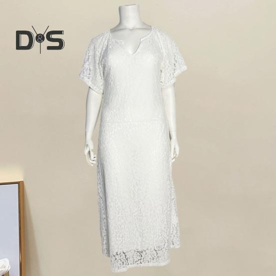 Stunning Summer Lace Dress Elegant Comfortable Eye Catching V Neck Mid Waist Ladies Dress Summer Accessories
