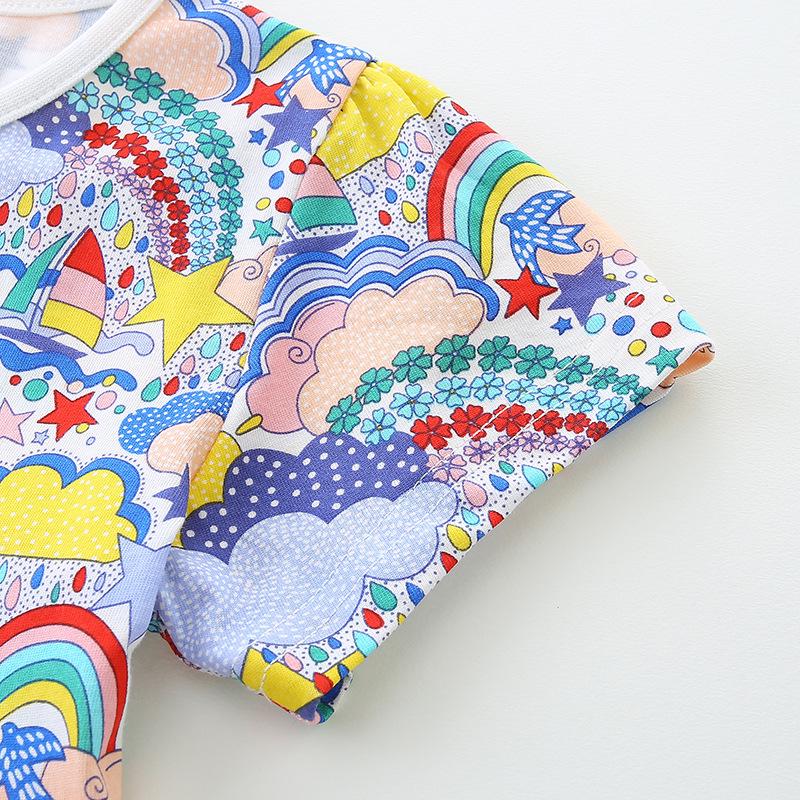 European American Style Cartoon Princess Cotton Dress for Girls