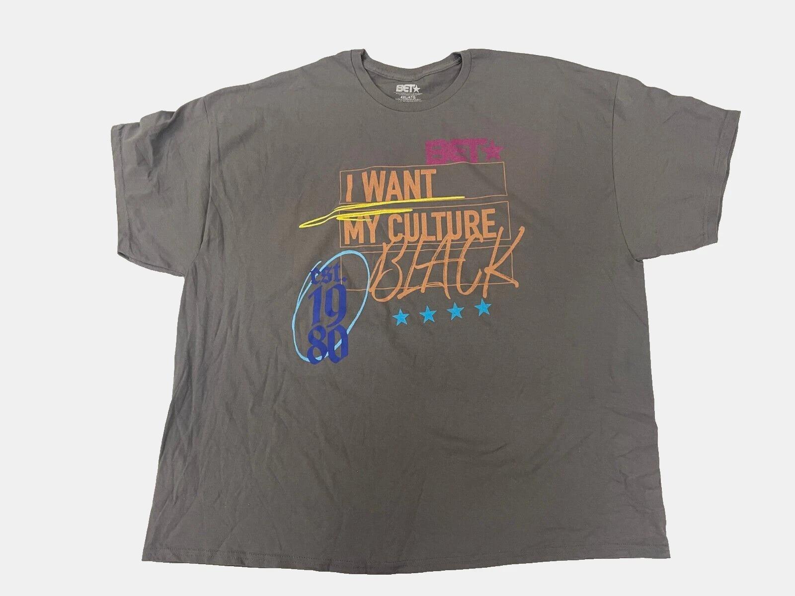 

BET Мужская футболка I Want My Culture Черно-серая Новая 3XL, 4XL, 5XL XL