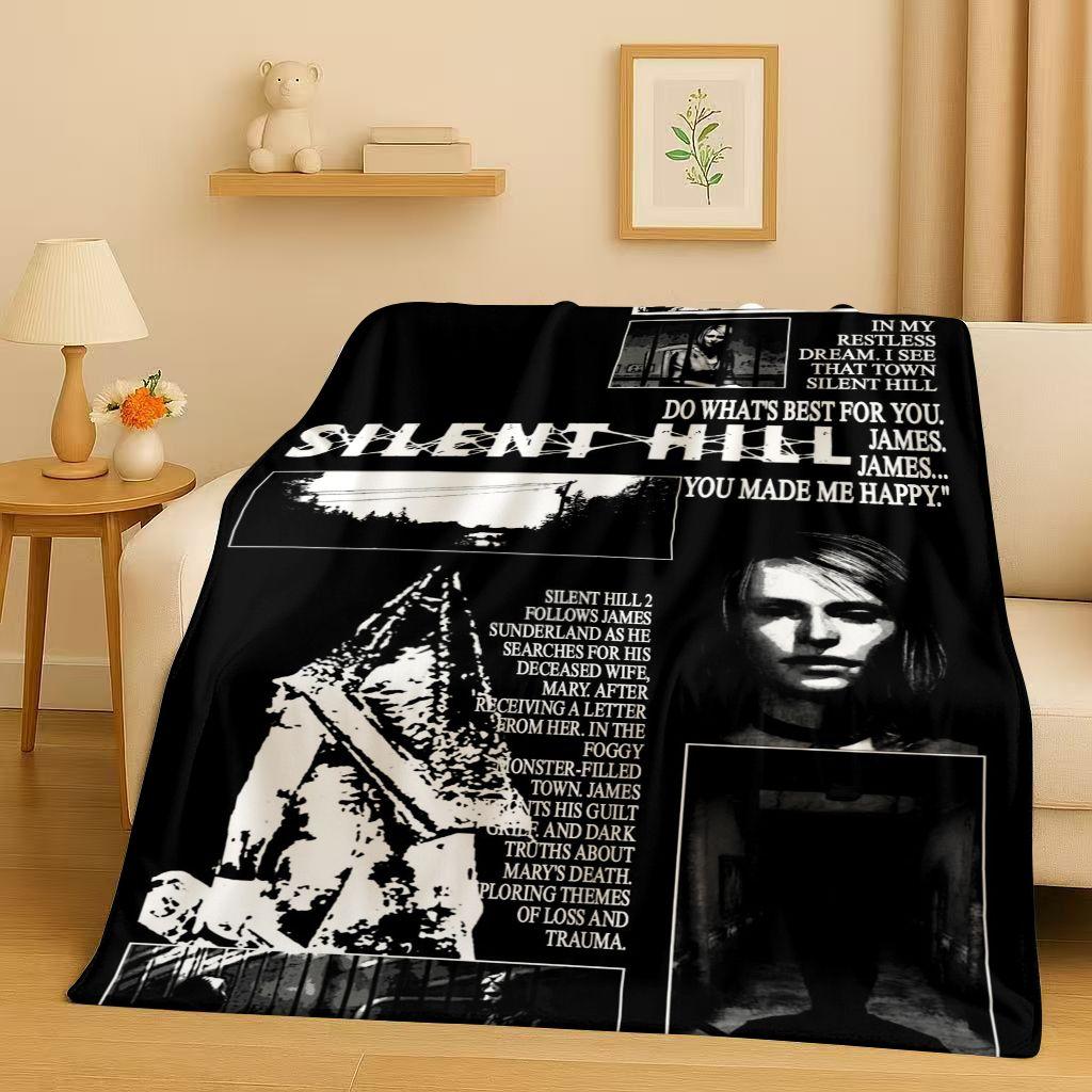 Classic Game Silent Hill Pyramid Head Horror Movie Flannel Blanket,Ultra Soft Warm Plush Throw for Home Bedroom Bed Sofa Cover