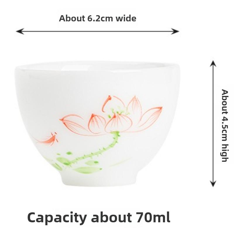 Ice Jade Porcelain Hand Painted Teacup Master Cup Tea Tasting Cup Handmade Flower Rhyme Single Cup Home Office Kung Fu Teacup