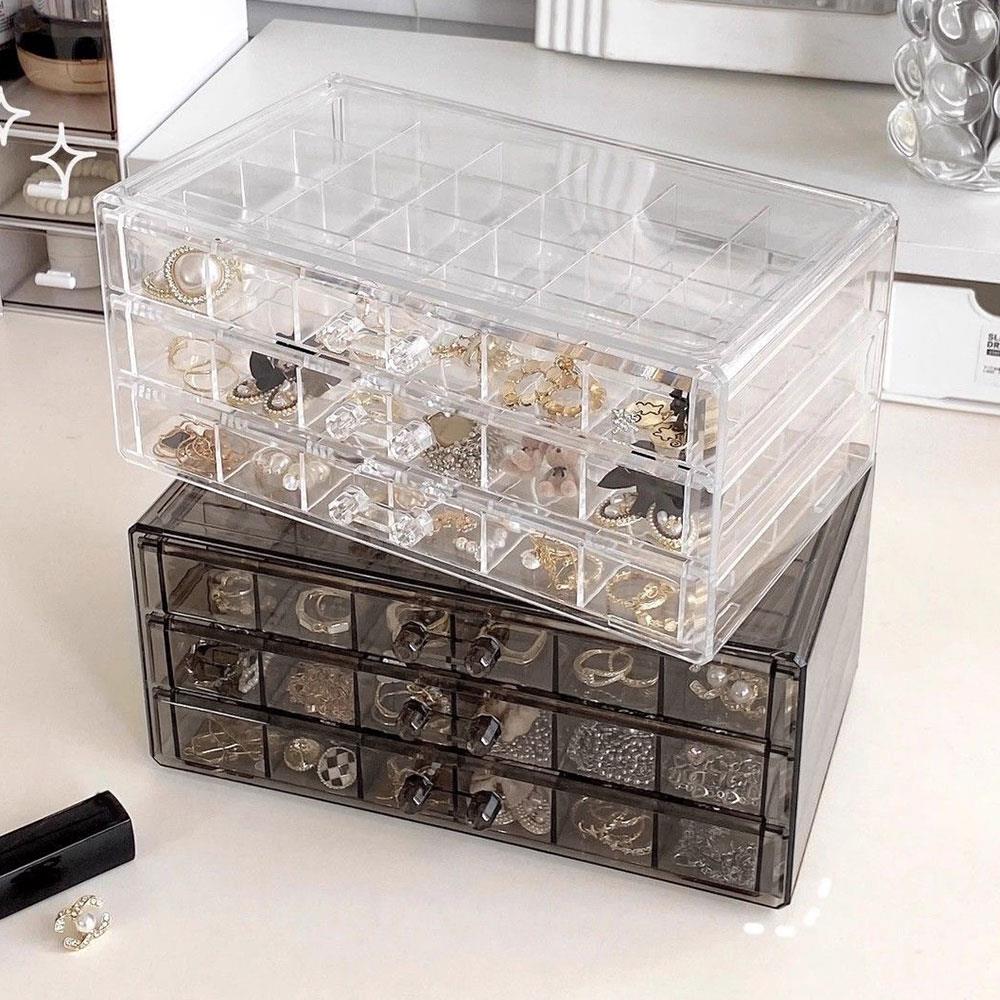 Jewelry Storage Box Multi-layer Desktop Organizer Transparent Large-Capacity Ring Earrings Necklace Jewelry Storage Box With Lid
