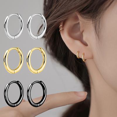 1 Pair Women/Man Stainless Steel Small Hoops Earring Piercing Ear Cartilage Tragus Simple Thin Circle Anti-allergic Ear Buckle