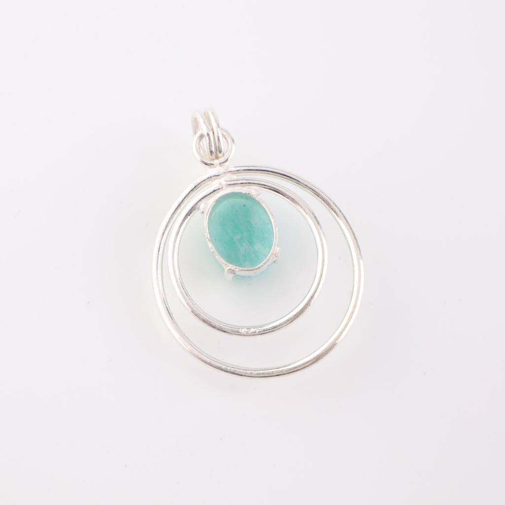 Amazonite Gemstone 925 Sterling Silver Jewelry Handmade Pendant 1.65" For Gift PP-61-32
