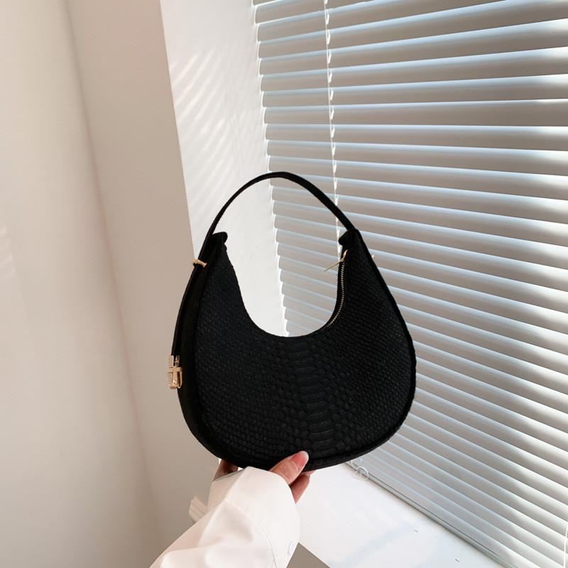 Chic Minimalist Crescent Bag For Women In Black Pink Orange Green And Brown Colors
