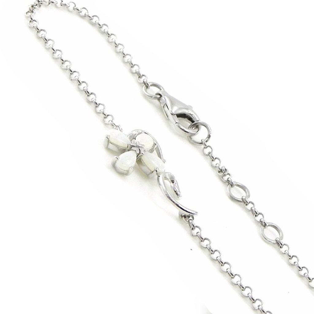 Les Trésors De Lily [I8924] - Ασημένιο Βραχιόλι 'Θεά Οπάλιος' Ασημί λευκό (ροδιωμένο) - 20x13 χιλ.