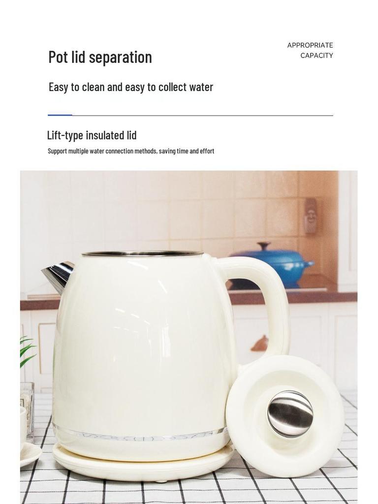 European Standard 2L Stainless Steel Electric Kettle, Anti-scald, 304 Certified.