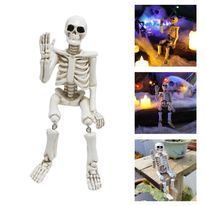 Realistic Waving Skeleton Miniature Figurine Handcrafted Resin Art Ornament Perfect For Halloween Holiday Decors Gift