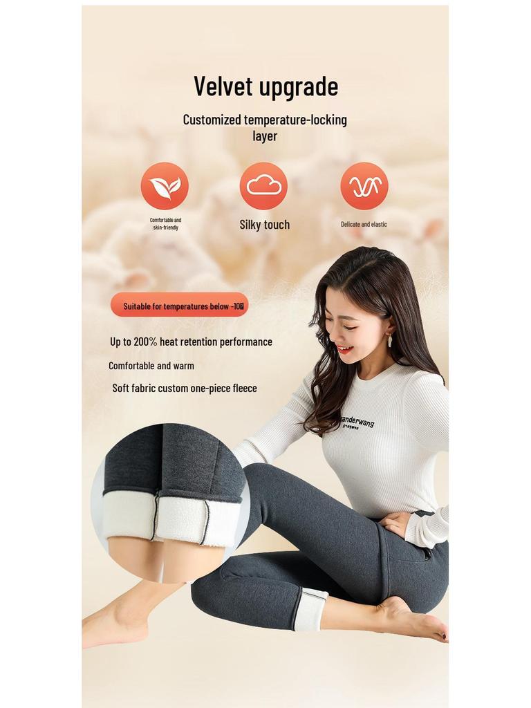 Tjocka Leggings med Fleecefoder för Kvinnor: Hög midja, Lammull, Perfekt för höst och vinter