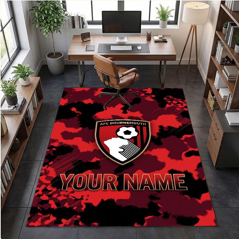 Crystal Velvet Rug Bournemouth Football Print Custom Name Text Floor Mat Home Decor
