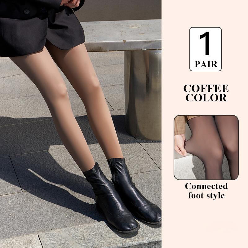 Kave Black Sexy Stockings Thermal Tights Woman Insulated Tights Legs Fake Translucent Warm Plush Elastic Tights Fit For 40-70Kg