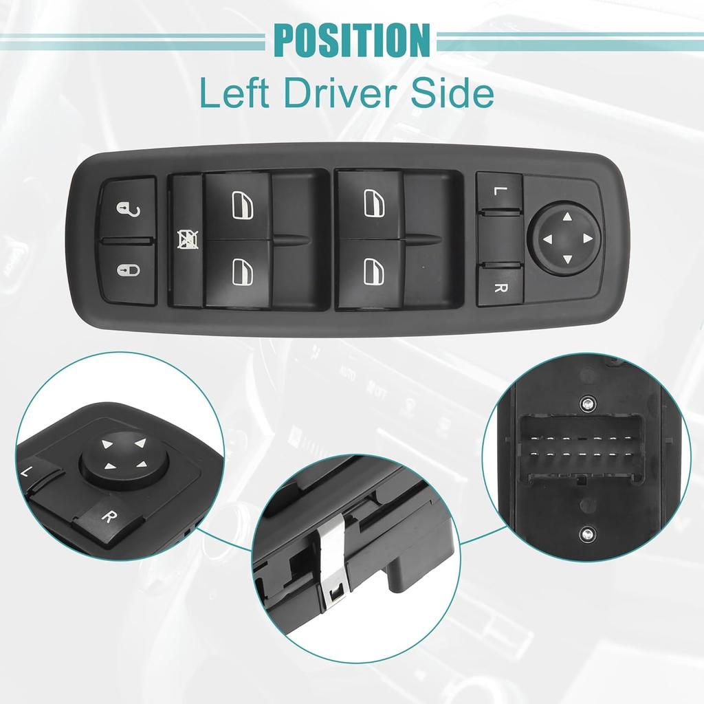 ACROPIX Front Left Driver Side Auto Master Power Window Switch Fit for Dodge Dart 2013-2016 No.68271217AA/56046568AC - Pack of 1 Black