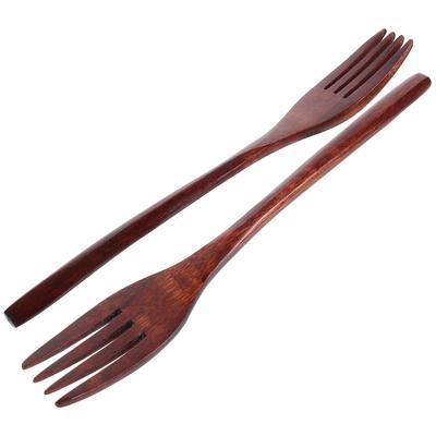 2Pcs Japanese Style Wind Wood Salad Mixing Forks Handmade Wooden Cooking Utensils Hotel Tableware Kitchen Cutlery
