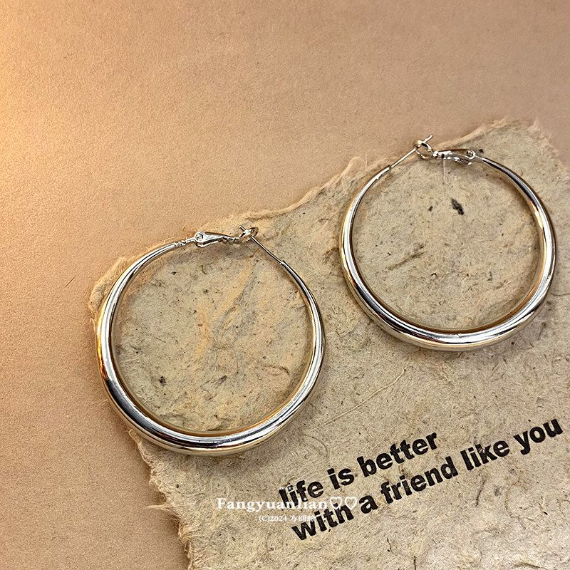 Square and round Face Tiancai ~ European and American Big Circle Earrings Women 2025 New Popular High-Grade Ear Ring Cold Style Earrings
