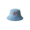 Bow Embroidered Denim Bucket Fisherman Hat Sun Protection Casual Outdoor Cap