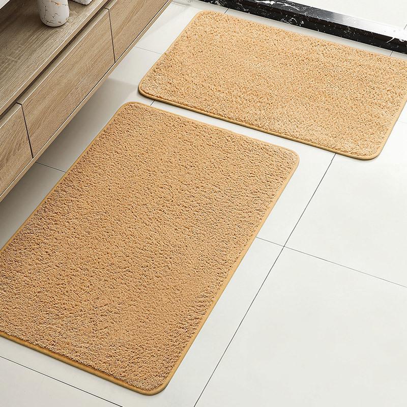 Hot-Selling Solid Color Imitation Cashmere Floor Mat Bathroom Door Mat Bathroom Absorbent Foot Mat Two-Piece Set