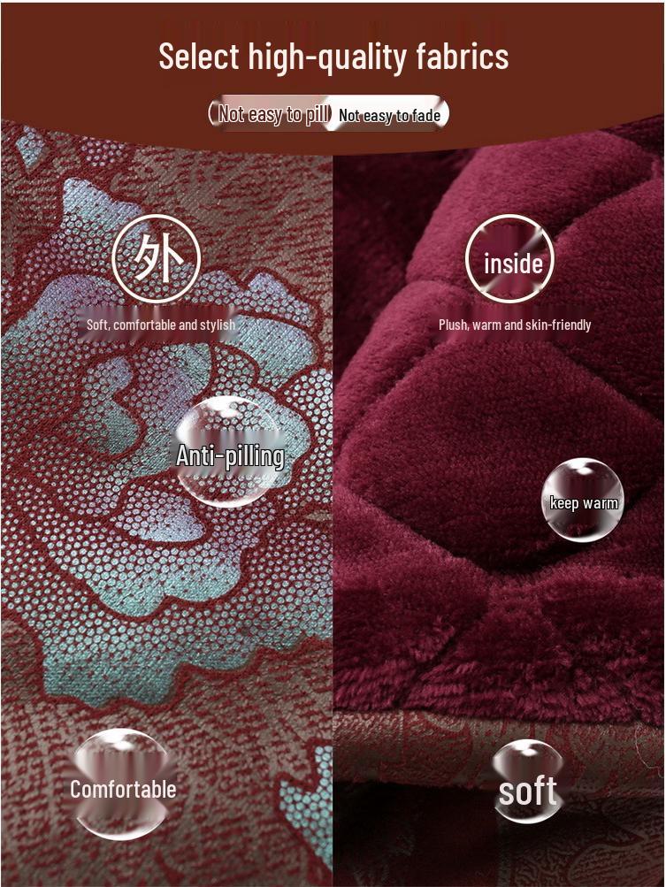 Stylish Cotton Padded Winter Jacket for Elderly Women – Fleece Lined Tang Suit for Seniors