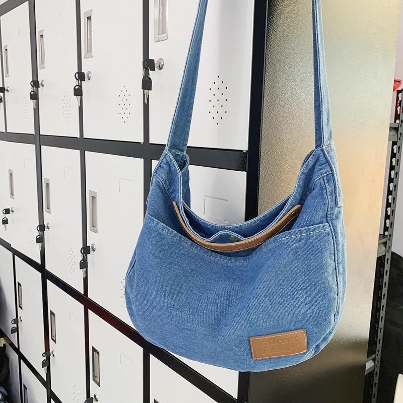 

ins корейська весняно-літня полотняна сумка джинсова сумка через плече японська повсякденна універсальна жіноча тканинна сумка світло-синій колір