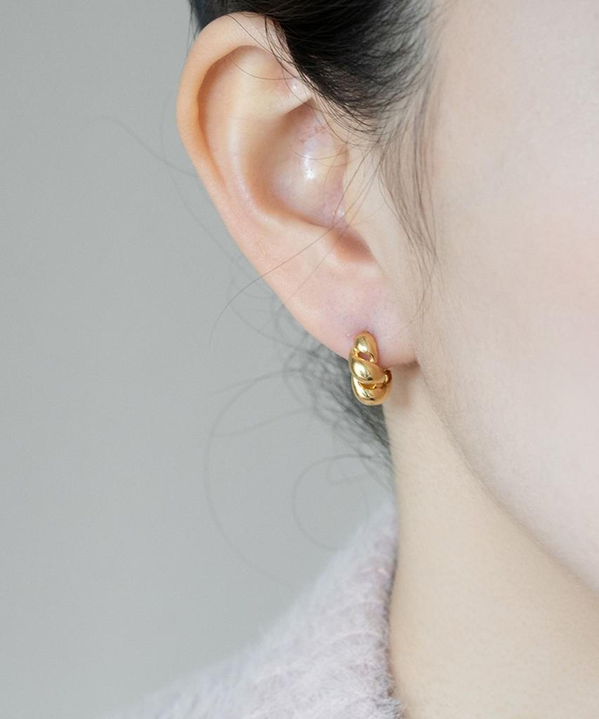 Alleun Silver 925 Twisted Bold Silver One-Touch Ring Earrings