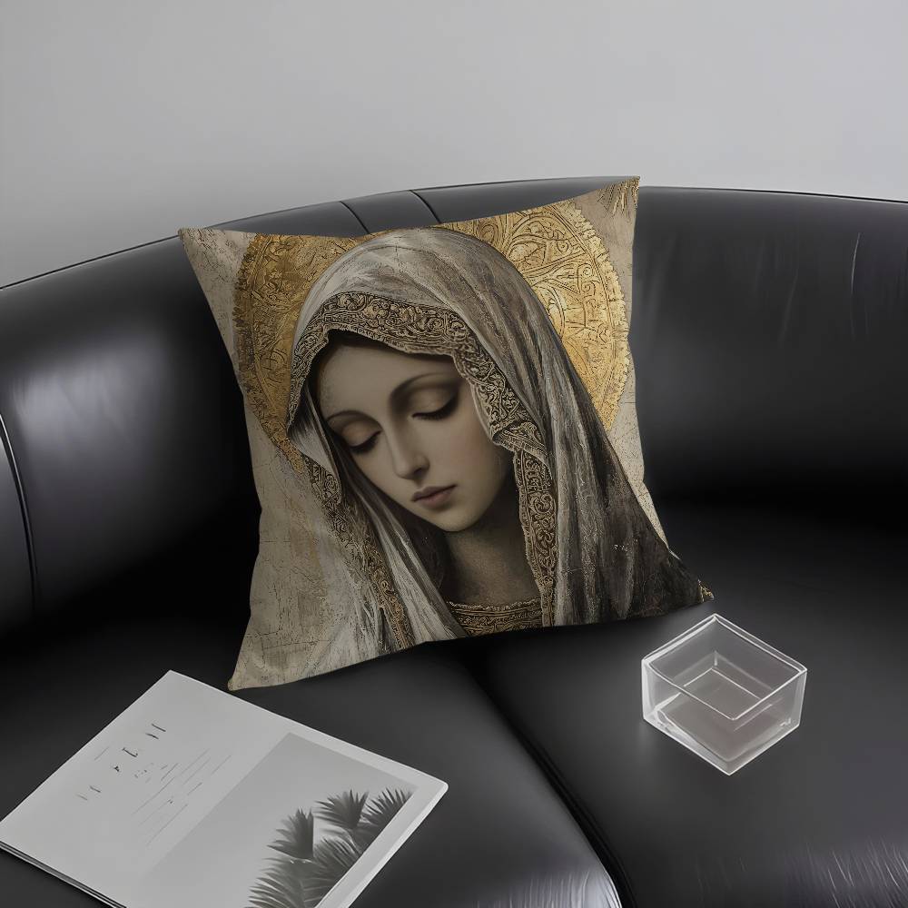 Retro V-Virgin Mary Pillow Case Plush Fabric Soft Pillowcase Double Sided Print Cushion Cover Household Gifts