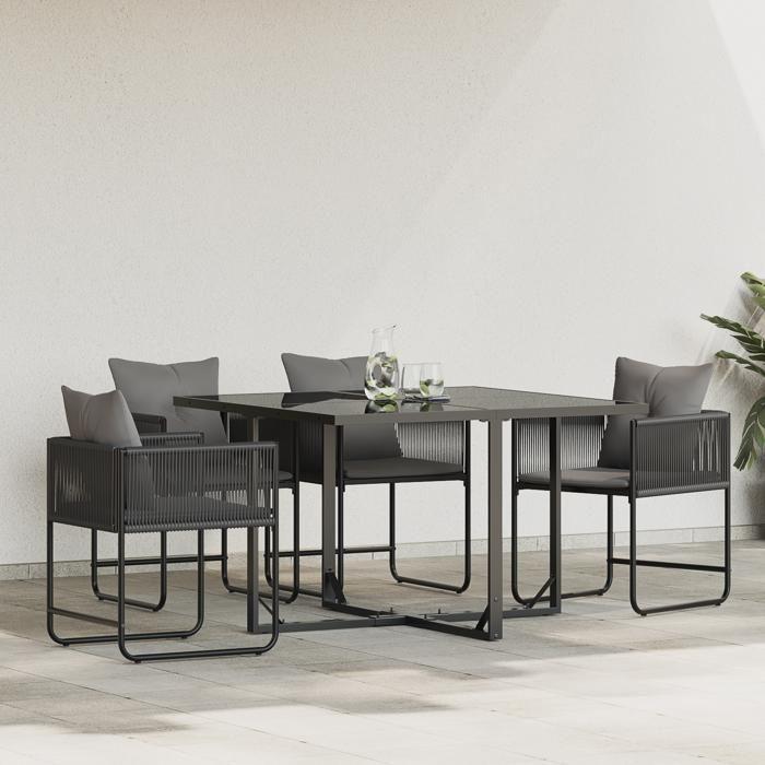 VidaXL Chaises de Jardin avec Coussins 4 pcs Noir Rattan Poly 42003027